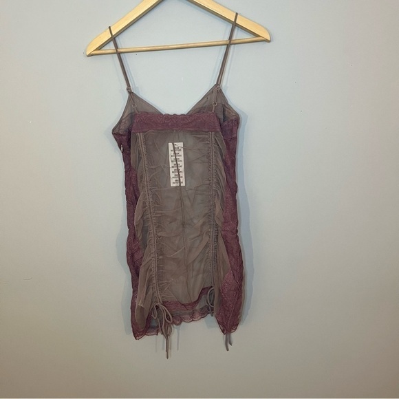 Urban Outfitters UO Marina Sheer Ruched Monochromatic Purple Mini Dress M NWT - Picture 13 of 16